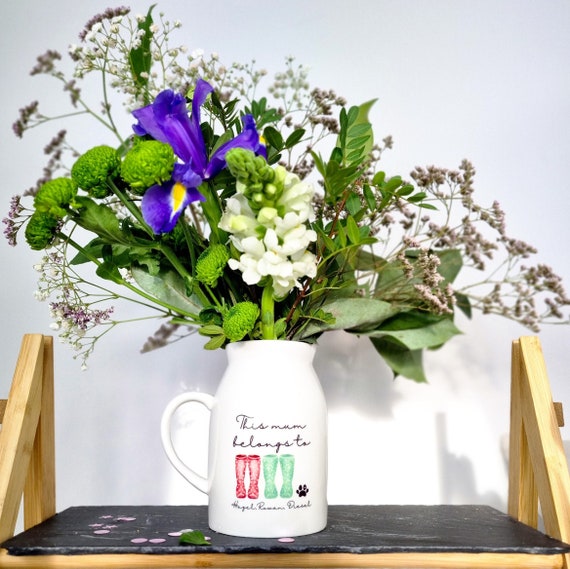 Benutzerdefinierte Vase Geschenk für Mama, Muttertagsgeschenk, Vase Geburtstagsgeschenk, personalisierte Wellie Krug, personalisierte Vase, Nan Geschenke, Mama Geschenk, Geschenke
