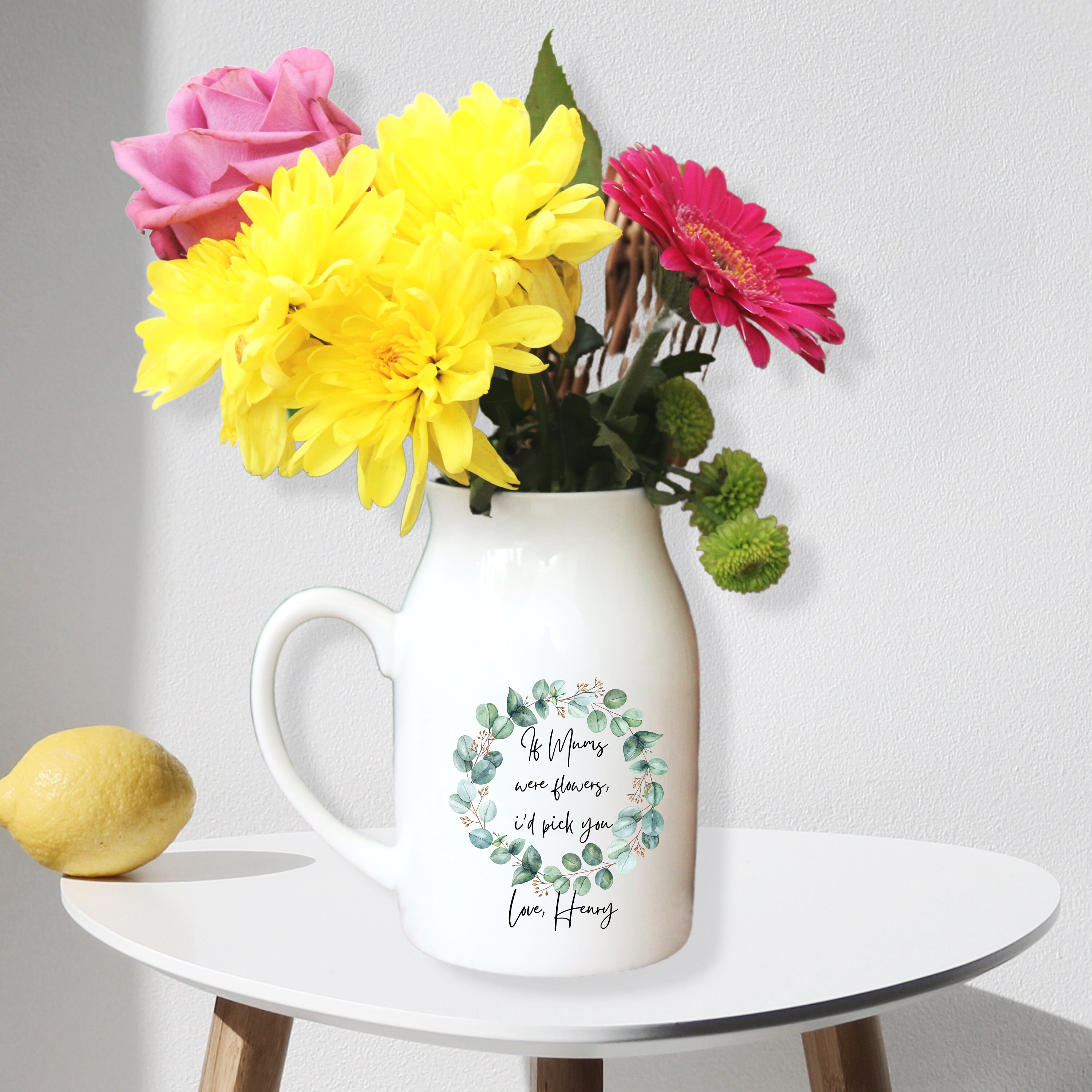 Vaso Portacandele In Porcellana Eucalipto 2 In 1 - Profumato, Regalo Per Donne, Compleanno, Festa Mamma