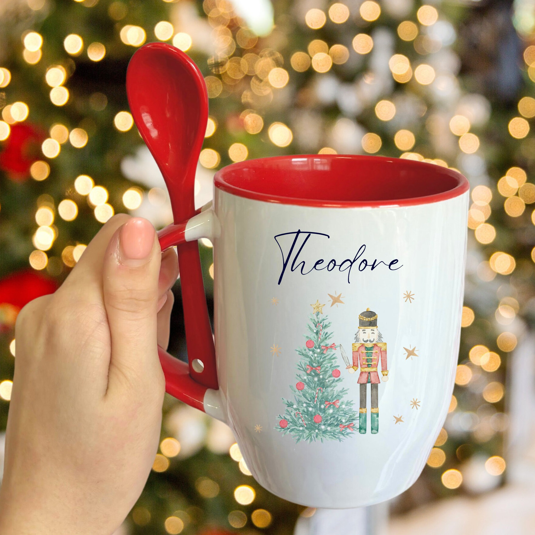 Personalised Christmas Mug, Nutcracker, Christmas Gifts, Hot Chocolate Mugs, Mug & Spoon, Gifts For Kids, Custom Christmas Mug, Personalized