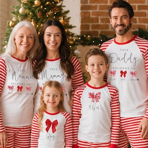 Christmas Matching Family Bow Pyjamas – Including Grandma, Nanny & Kids – Festive Holiday PJs for Family Photos And Cozy Mornings