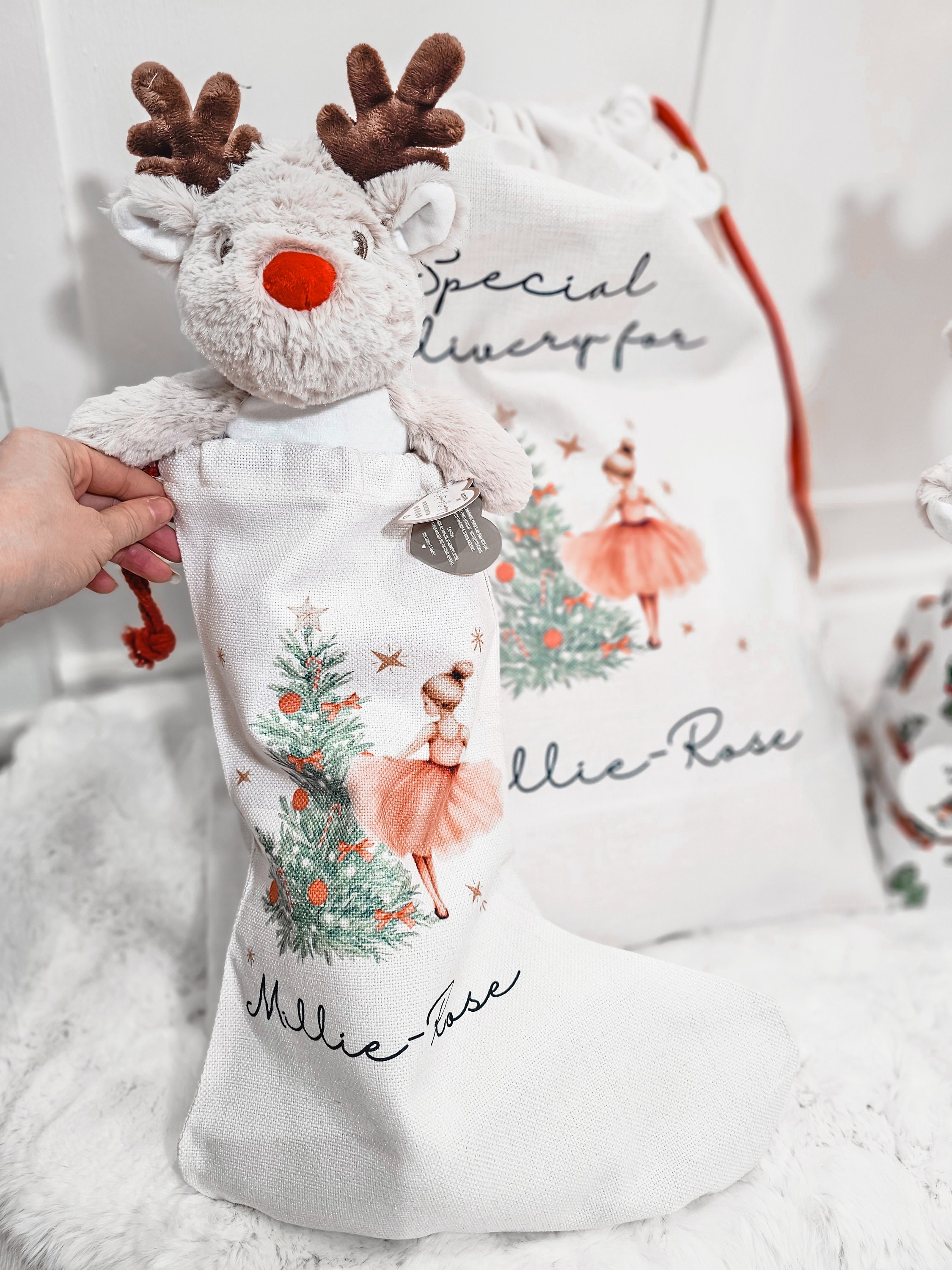 Personalised Christmas Special Delivery Stocking, First Christmas Stocking, Family Christmas Stocking Set, Sugar Plum Fairy, Girl Gifts