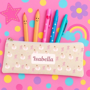 Personalisierte Federmäppchen - Federmäppchen mit individuellem Namen - Ballerina, Prinzessin, Safari, Regenbogen - Perfektes Geschenk zum Schulanfang