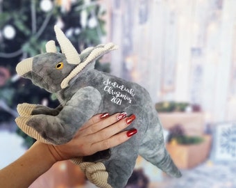 Regalo de Triceratops, Triceratops personalizado, Peluche de dinosaurio, Regalo de Triceratops, Amantes de los dinosaurios, Peluche de dinosaurio T-Rex, Triceratops