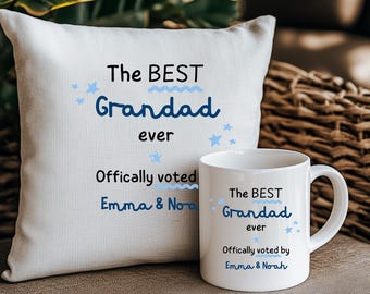 Caneca ou almofada personalizada para o Dia dos Pais com a frase "Melhor Avô de Todos os Tempos", um presente divertido e personalizado para o papai, tio ou pai, dos netos.