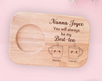 Personalisiertes Tee & Keksbrett, Geschenk für Kindermädchen, Muttertagsgeschenke, Geschenke für Sie, Geschenke für Oma, graviertes Holzbrett, Oma Geschenke