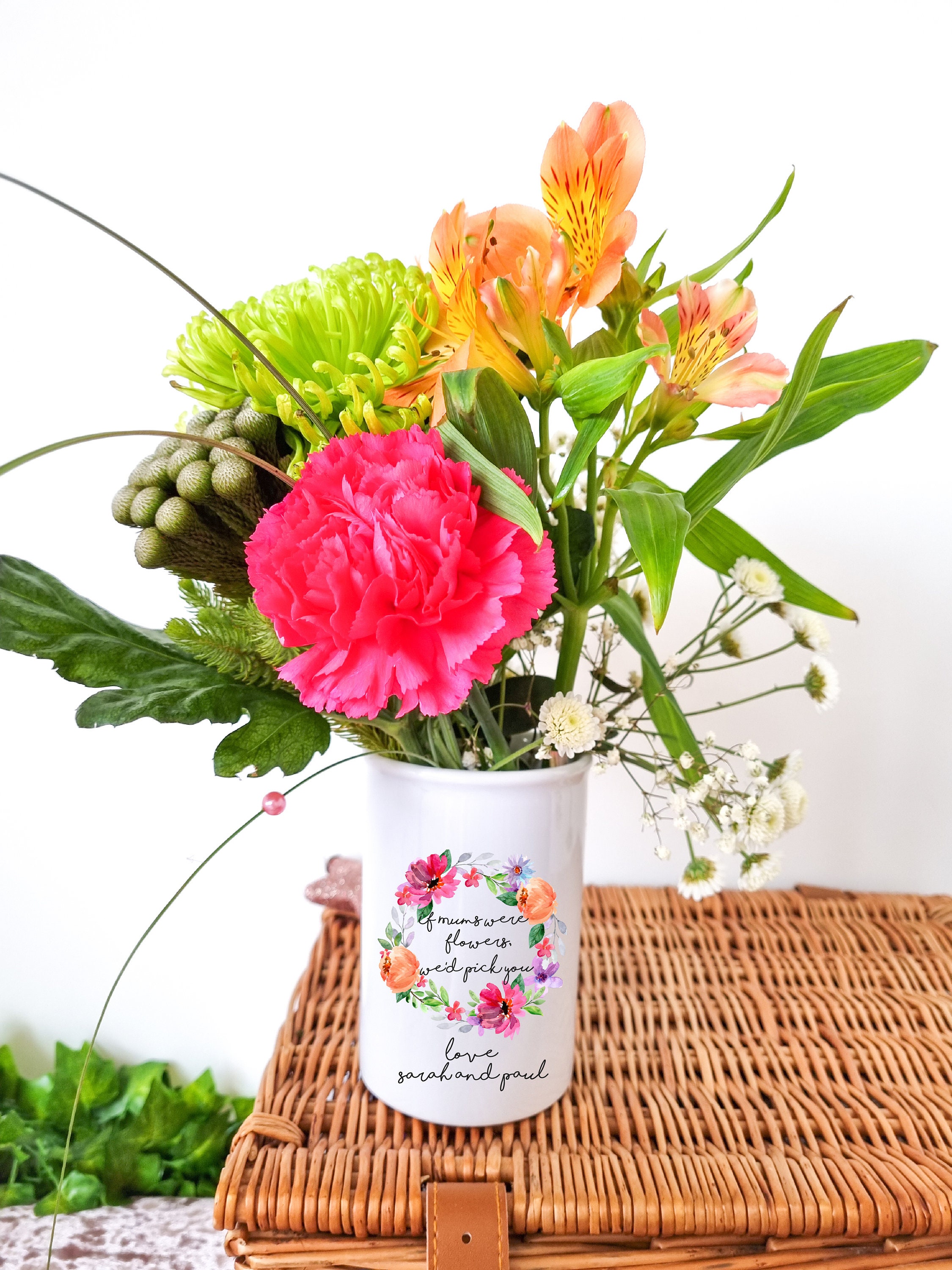 Personalised Engraved Glass Vase Mum Nan PICK FLOWERS XL SIZE FLOWER VASE LARGE 