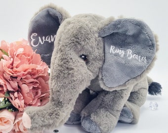 Personalized Soft Toy, Eco Friendly, Pageboy Gift, Bridesmaid Gift, Personalised Elephant, Wedding Favour, Birthday Gift