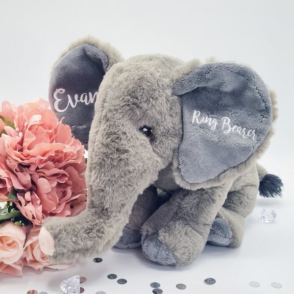 Personalized Soft Toy, Eco Friendly, Pageboy Gift, Bridesmaid Gift, Personalised Elephant, Wedding Favour, Birthday Gift