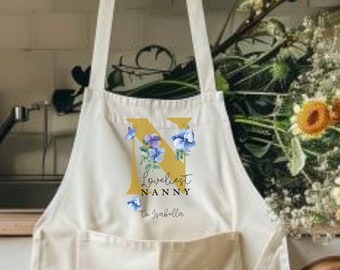 Personalised Mothers Day Apron, Nanny Apron for Mothers Day Gift, Gift for Nanna, Grandma Apron Gift, Apron for Nanna,Gift For Her, Nan Gift