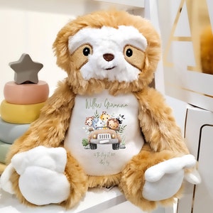 Personalisiertes neues Babygeschenk, Teddybär, Stofftier, Babypartygeschenk, Neugeborenengeschenk, Babygeschenke, Safari-Kinderzimmer, personalisierter Teddy