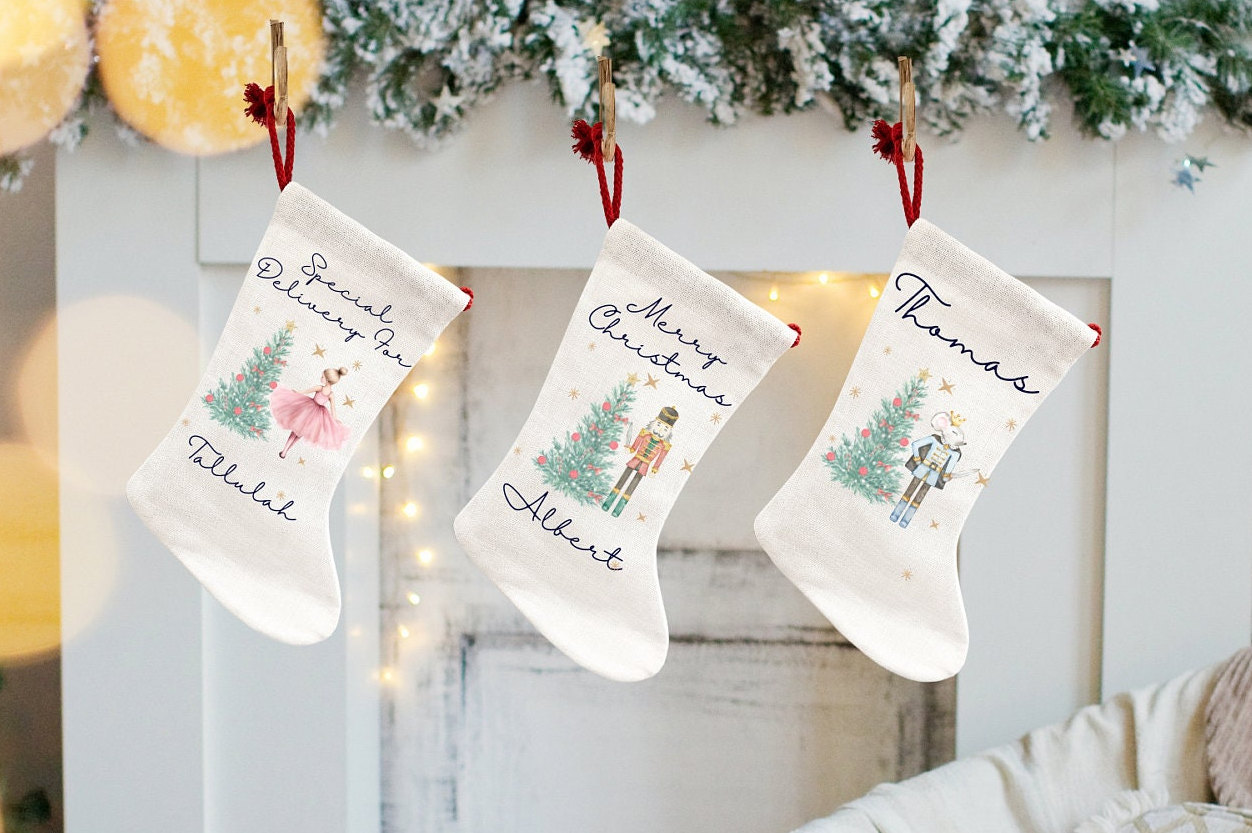 Personalised Christmas Special Delivery Stocking, First Christmas Stocking, Family Christmas Stocking Set, Sugar Plum Fairy, Girl Gifts