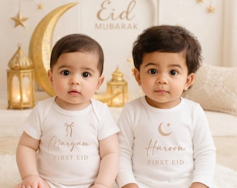 Regali personalizzati per il primo Eid, regali per neonati, regali islamici, vestiti per neonati, bavaglini, regali personalizzati, regali per bambini, regali per l'Umrah Mubarak