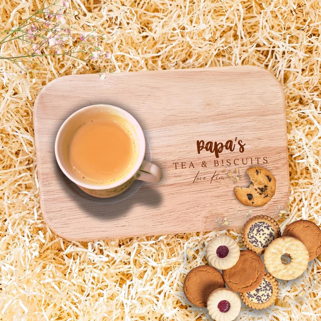 Personalised Papa Wooden Tea & Biscuits Board, Parents Gifts, Gift for ...