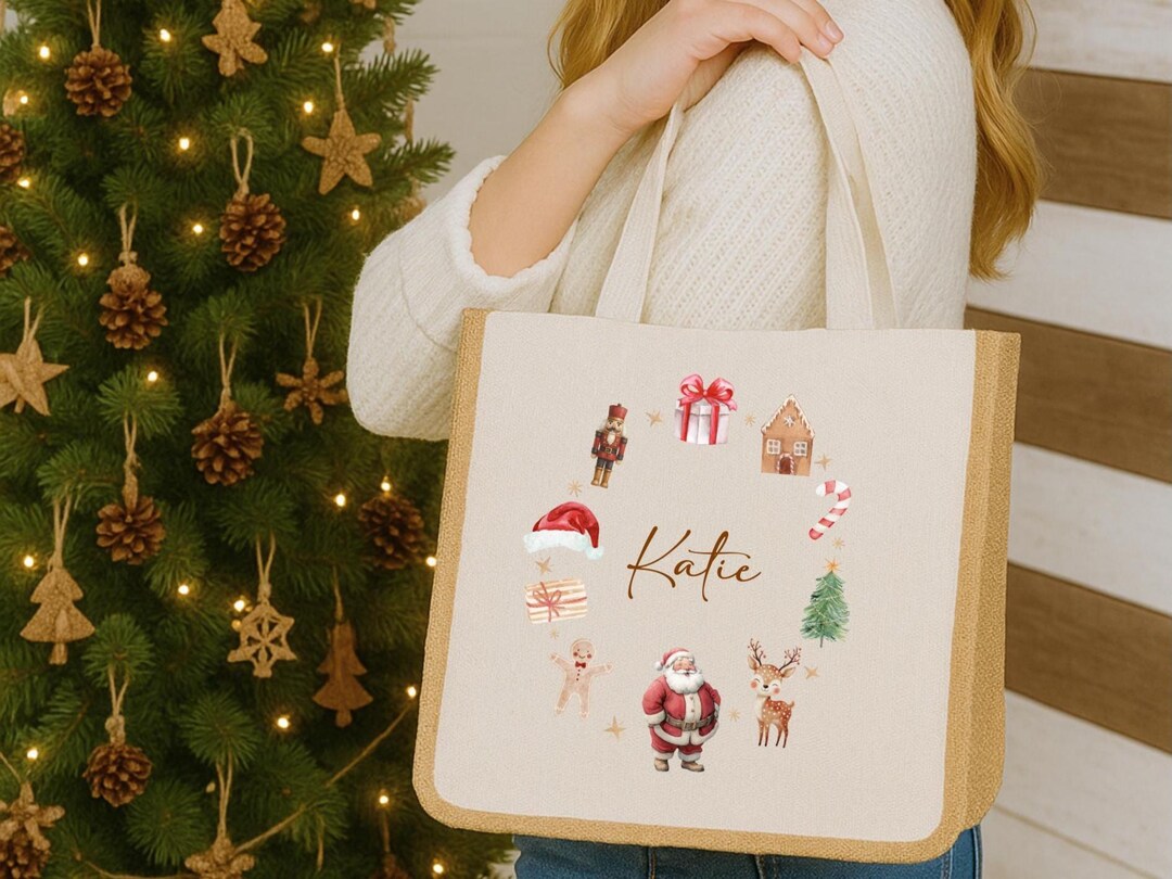 AhfuLife Extra grote kersttassen voor cadeau, 6 stuks herbruikbare kersttassen met handgrepen, multipack niet-geweven kersttraktatie boodschappentassen voor cadeaus kerstfeestdecoraties, 40 x 36 x 15