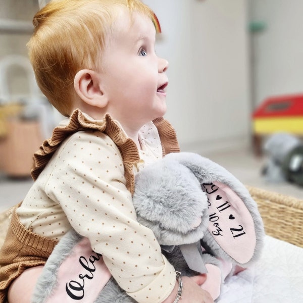 Personalised New Baby Plush Soft Toy Bunny Rabbit, New Baby Gift, Customised Plush Soft Toy, Your Name Teddy, Baby Shower Gift