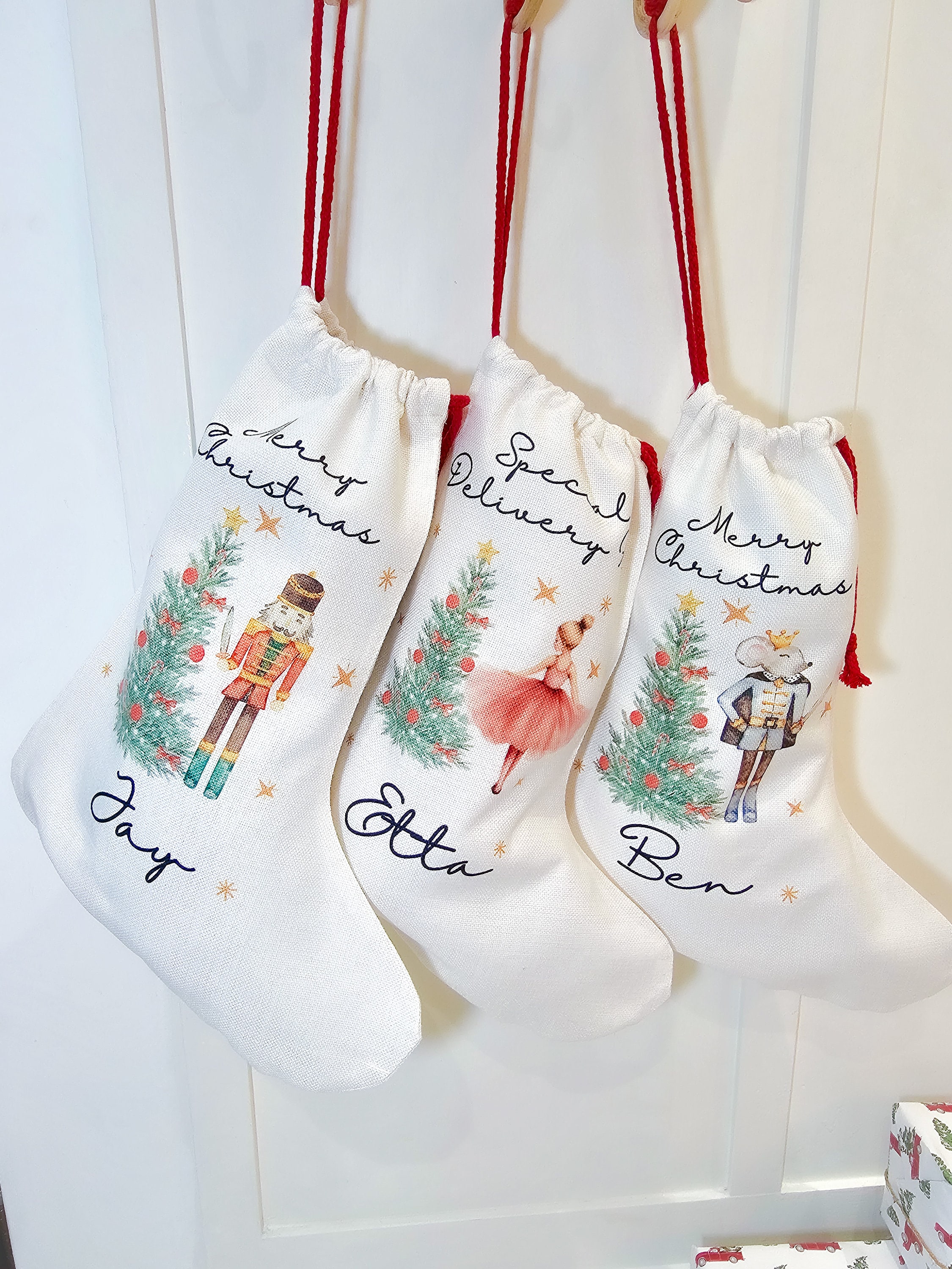 Personalised Christmas Special Delivery Stocking, First Christmas Stocking, Family Christmas Stocking Set, Sugar Plum Fairy, Girl Gifts