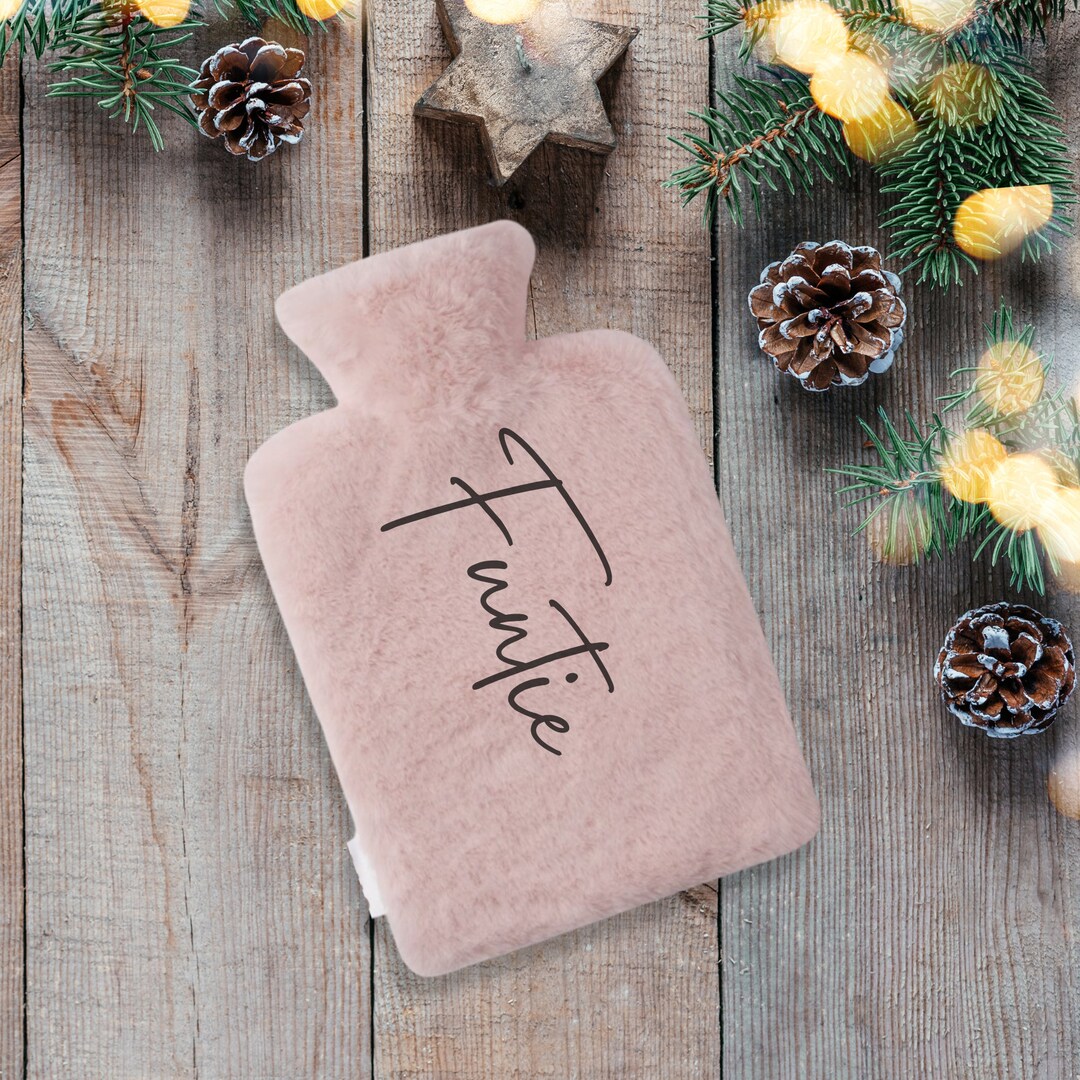 Personalised Hot Water Bottle With Plush Faux Fur & Personalised Apron
