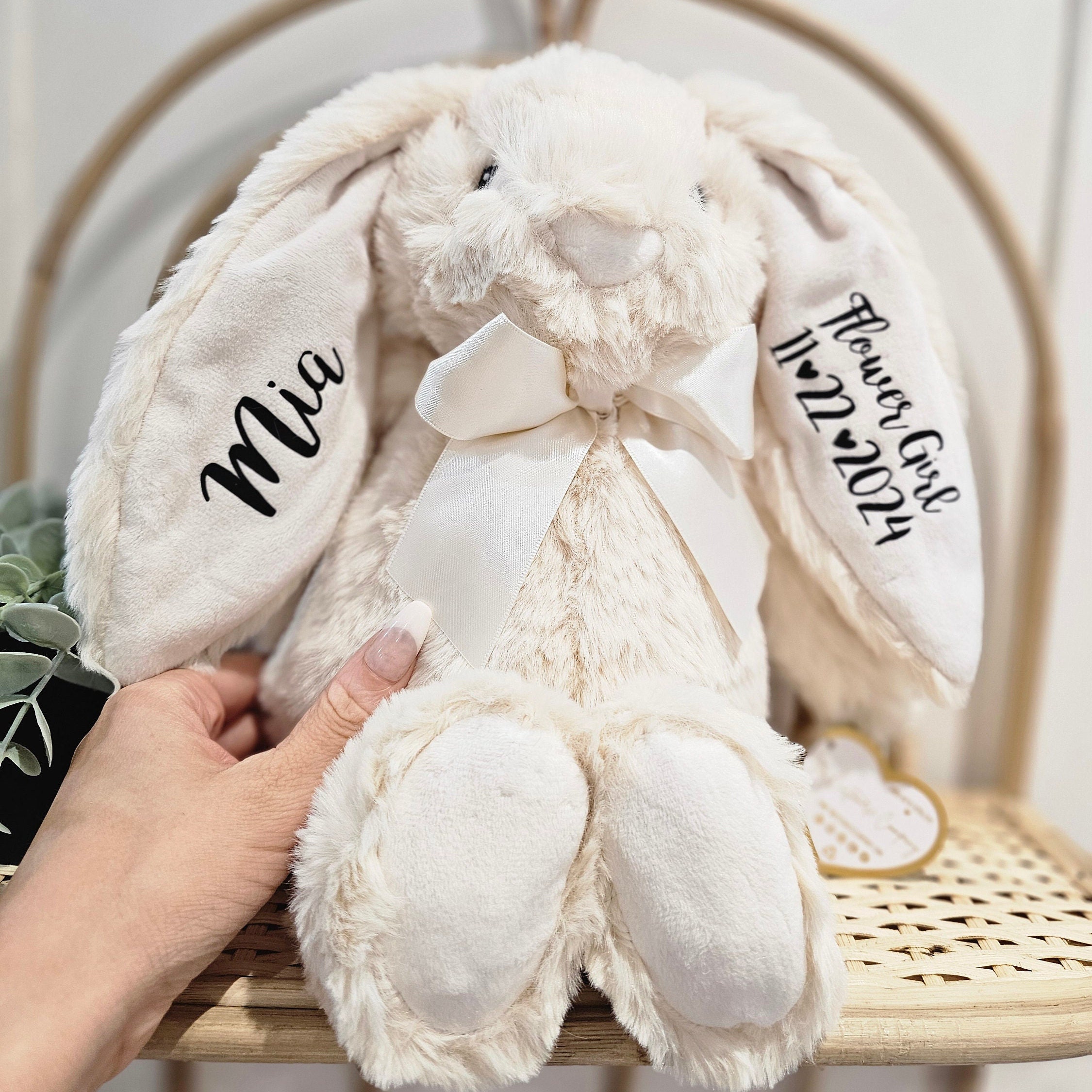 Personalised Bunny, Flower Girl Gift, Soft Toy, Gift For Her, Wedding Gift, Custom Gift, Gifts For Kids, Wedding Favour, Thank You Gift