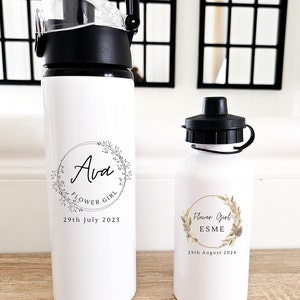 Personalisierte Wasserflasche, Blumenmädchengeschenk, Hochzeitsbevorzugung, personalisierte Flasche, Wasserflaschen, Geschenk für sie, Blumenmädchenvorschlag
