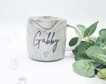 Mug en marbre personnalisé, cadeau personnalisé pour elle, tasses d'anniversaire, tasse personnalisée, tasse à café,