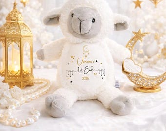 Oso de peluche y cordero personalizados para Eid, regalo para el primer Eid para niños, peluche islámico para Eid Mubarak, regalo para Eid, regalos islámicos, Umrah Mubarak