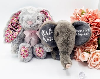 Flower Girl Eco Friendly Elephant Gift, Flower Girl Gift, Teddy Bear, Wedding Gift, Flower Girl Proposal, Bridesmaid Gift, Personalised
