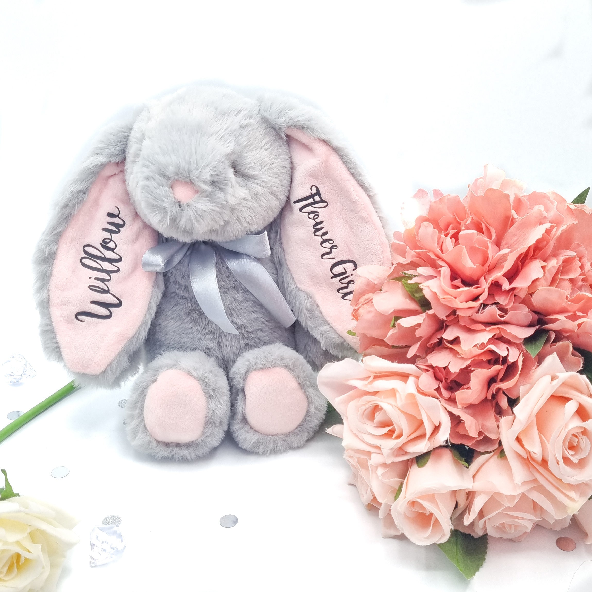 Flower Girl Gift, Flower Girl Proposal, Bridesmaid Proposal, Wedding Favors, Bridesmaid Gift, Personalised Bunny, Personalised Teddy Bear