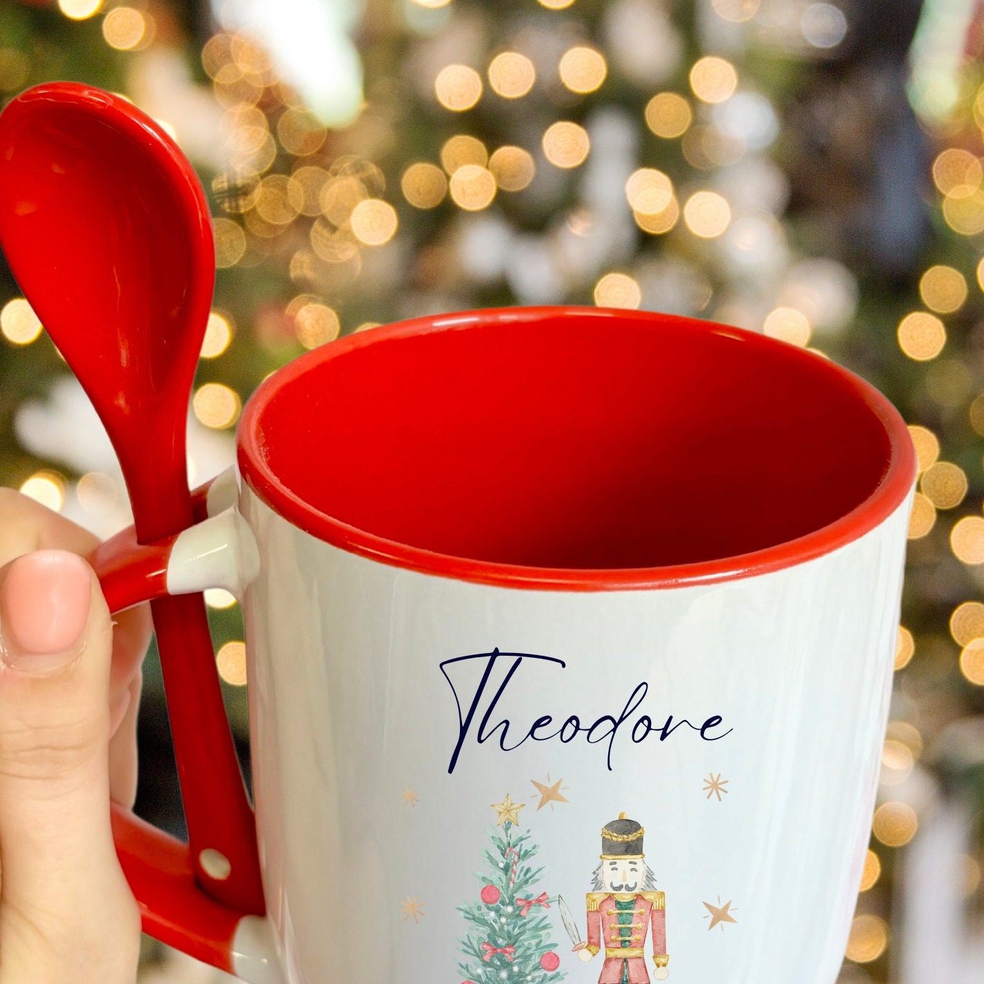 Personalised Christmas Mug, Nutcracker, Christmas Gifts, Hot Chocolate Mugs, Mug & Spoon, Gifts For Kids, Custom Christmas Mug, Personalized