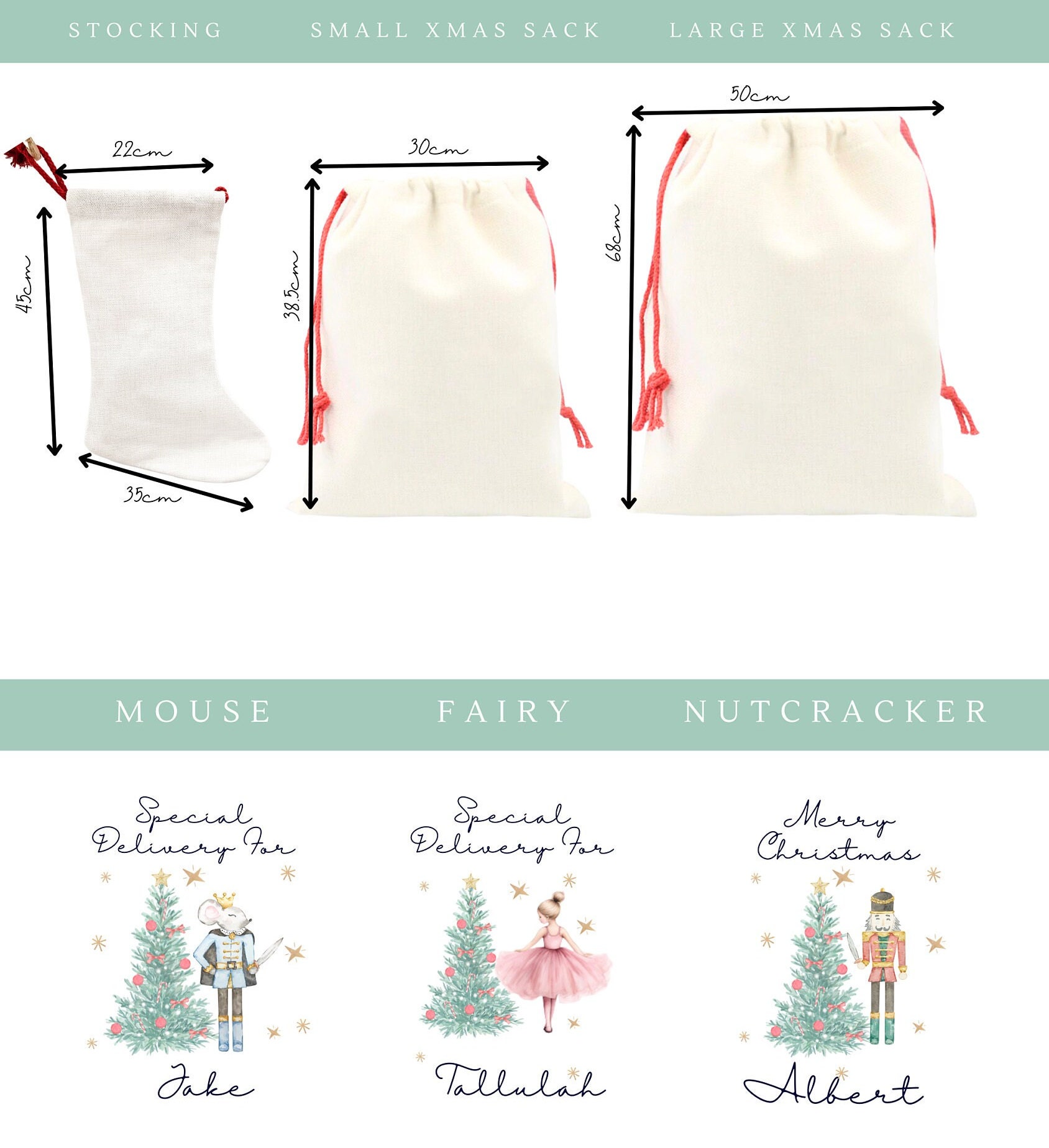 Personalised Christmas Special Delivery Stocking, First Christmas Stocking, Family Christmas Stocking Set, Sugar Plum Fairy, Nutcracker