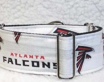 Atlanta Falcons, Martingale Dog Collar, or Side Release Dog Collar, 1", 1.5" & 2" inch Wide Dog Collar, Red/Black/Gray/White