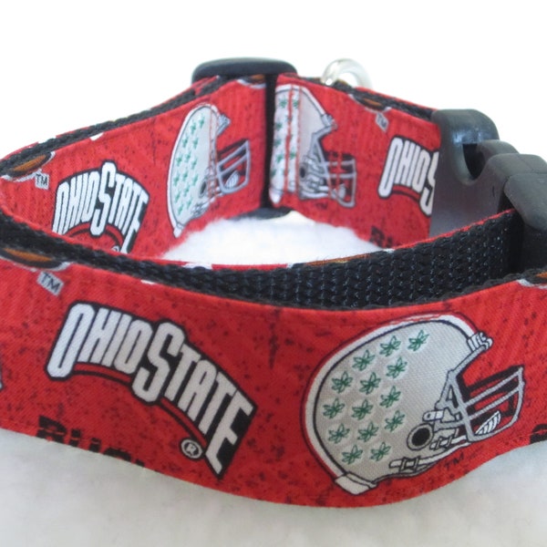 Ohio State Univ., The Brutus Buckeye Dog Collar, 1", 1.5" & 2" inch Wide, Martingale Dog Collar or Side Release Dog Collar