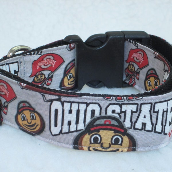 Ohio State Univ., The Brutus Buckeye Dog Collar, 1", 1.5 & 2" " Wide,  Side Reloease and Martingale Dog Collar