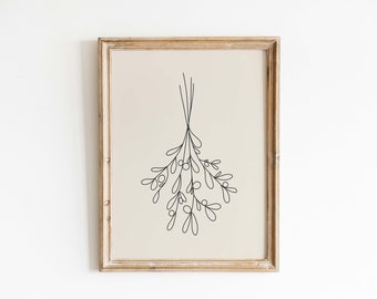 Beige Mistletoe / Simple Holiday Decor / Minimal Christmas Decoration / Modern Christmas Decor / Minimalist Christmas Decor / Holiday