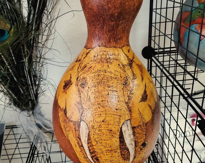 Featured listing image: X Large elephant gourd art.  Elephant family What makes them so fascinating?