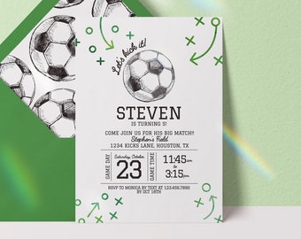 editable soccer invitation, soccer birthday invitation, soccer birthday invite, soccer digital download invitation, game time invite