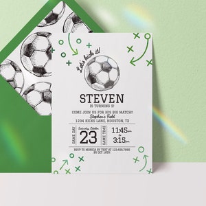 editable soccer invitation, soccer birthday invitation, soccer birthday invite, soccer digital download invitation, game time invite