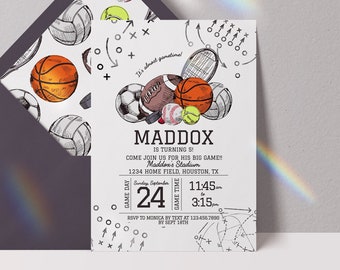 editable sports invitation, all star birthday invitation, allstar birthday invite, sports digital download invitation, game time invite