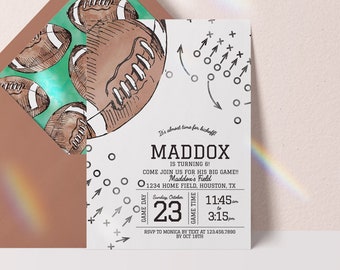 editable football invitation, football birthday invitation, football birthday invite, football digital download invitation, game time invite