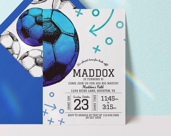 editable soccer invitation, soccer birthday invitation, soccer birthday invite, soccer digital download invitation, game time invite