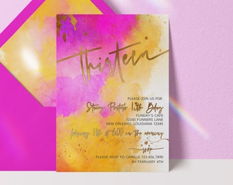 13th birthday invitation, teen girl birthday invitation, birthday invitation teen girl, teen birthday invitation, thirteenth birthday invite