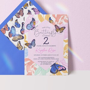 Editable Butterfly Birthday Invitation Butterfly Invitation Floral Butterfly Birthday Garden Birthday Floral Printable Template
