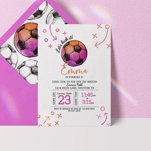 editable soccer invitation for girl soccer birthday invitation soccer birthday invite soccer digital download invitation game time