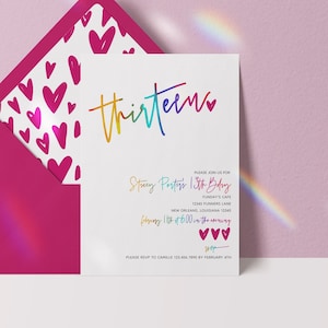 13th birthday invitation teen girl birthday invitation birthday invitation teen girl teen birthday invitation thirteenth birthday invite
