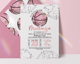 editable basketball invitation, girl basketball birthday invitation, basketball birthday invite, basketball digital download invitation