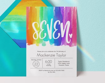editable 7th birthday invitation seventh girl birthday invite 7th birthday invitation girl seven birthday invite 7th birthday invite
