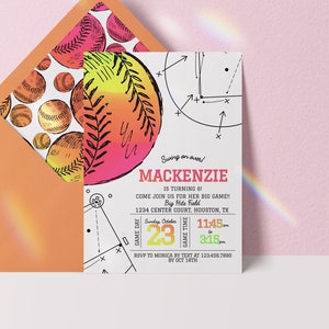 editable softball invitation softball birthday party invitation fast pitch birthday invite fast pitch party digital download invitation