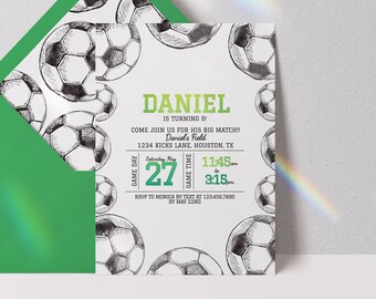 editable soccer invitation, soccer birthday invitation, soccer birthday invite, soccer digital download invitation, game time invite