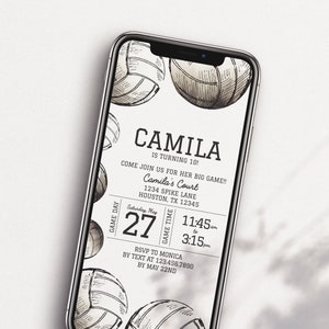 Textable Volleyball Birthday Invitation Volleyball Theme Birthday Phone Invitation Volleyball Invite Digital Download Volleyball Editable