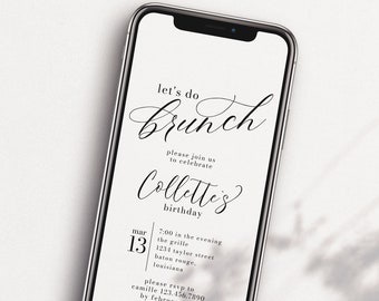 editable mobile brunch invitation, digital brunch invitation, editable brunch invitation, lets do brunch invitation, digital text invitation