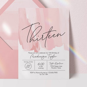 13th birthday invitation, teen girl birthday invitation, birthday invitation teen girl, teen birthday invitation, thirteenth birthday invite